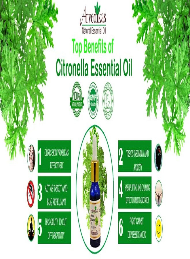 Arvedikas Natural Citronella Oil 15ml 100% pure undiluted aromatherapy bath & body oil for skin & hair care - Image 5