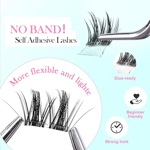 GAQQI Self Adhesive Eyelashes Clusters, No Glue Lash Clusters 10-16mm Dense & Volume Spiky Cluster Lashes, No Band Press On Lashes, More Comfortable & Stronger Hold (Twin） - Image 2