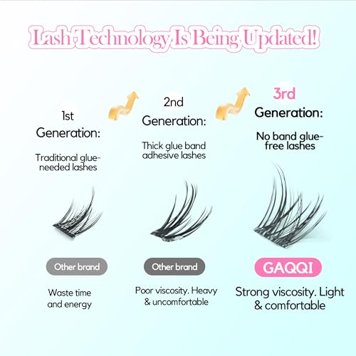 GAQQI Self Adhesive Eyelashes Clusters, No Glue Lash Clusters 10-16mm Dense & Volume Spiky Cluster Lashes, No Band Press On Lashes, More Comfortable & Stronger Hold (Twin） - Image 3