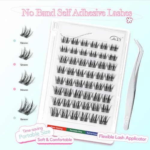 GAQQI Self Adhesive Eyelashes Clusters, No Glue Lash Clusters 10-16mm Dense & Volume Spiky Cluster Lashes, No Band Press On Lashes, More Comfortable & Stronger Hold (Twin） - Image 5