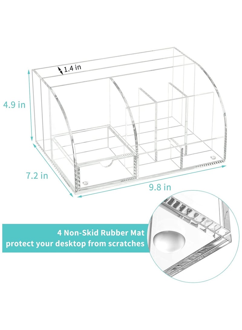 TPGP Desk Organizer | Acrylic Clear Desk Organizer | Office Desk Organizers and Accessories | 8 Compartments 1 Drawer | Countertop Desktop Office Home School Notebook Organizer - Image 5
