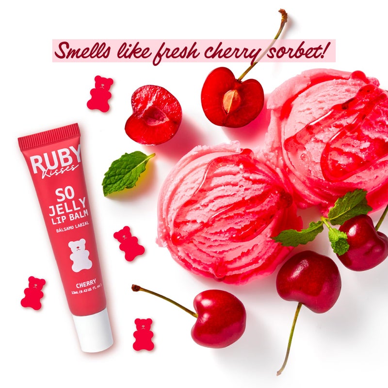 Ruby Kisses So Jelly Tinted Lip Balm, Hydrate & Non-Sticky Nourishing Lip Gloss Treatment, Glossy Finish, Hydrating Balm Buildable Customize Tint (Cherry) - Image 3