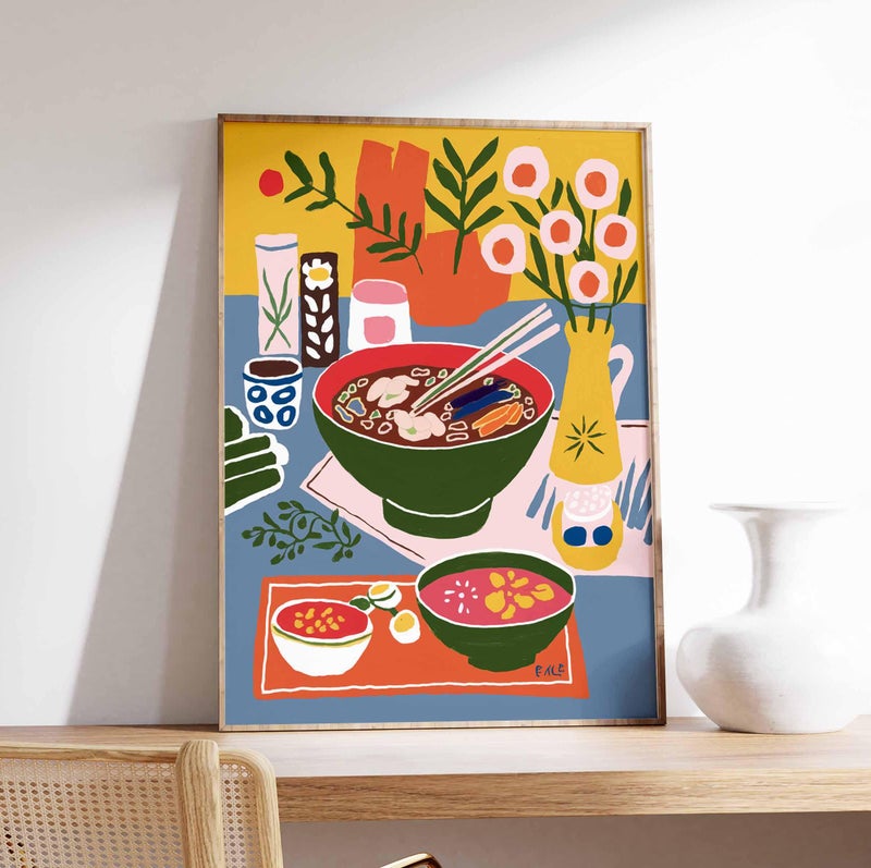TNESSENTIAL Vietnamese Food Poster, Pho Poster, Vietnam Print, Dinner Table Food Print, Kitchen Poster, Kitchen Decor, Food Poster - Image 1
