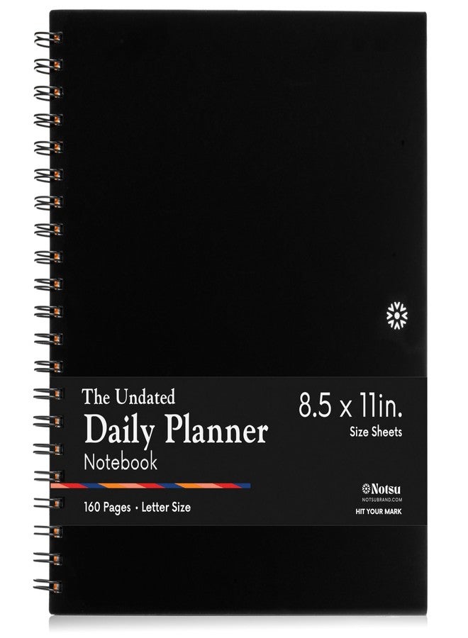 Notsu Undated Daily Planner Notebook | Minimalist Productivity Planner with To Do List, Agenda, Dot Grid, Lined, Notes sections. 160 Pages, Thick Paper 120 gsm, 8.5 x 11 inches, Black - Image 1