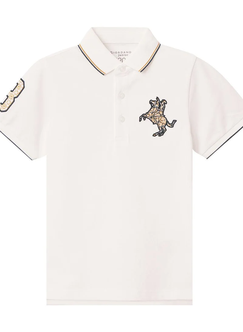 GIORDANO Kids' Napoleon Polo: Classic Piqué, Bold Embroidery, All-Day Comfort