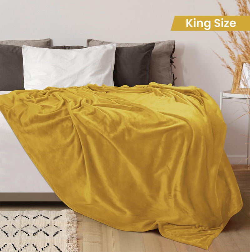 Utopia Bedding Fleece Blanket King Size Gold 300GSM Luxury Fuzzy Soft Anti-Static Microfiber Bed Blanket (90x102 Inch) - Image 2