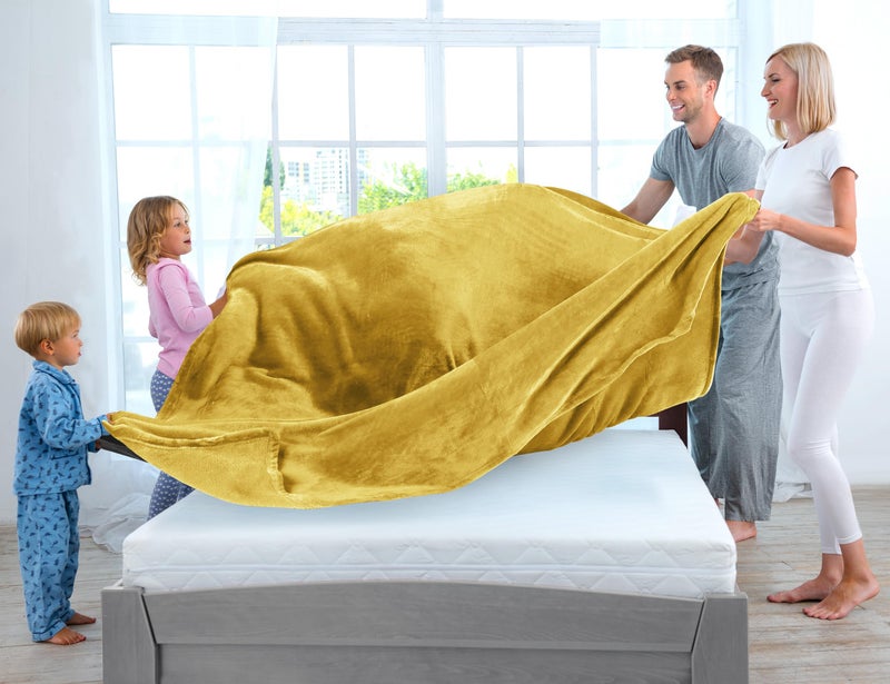 Utopia Bedding Fleece Blanket King Size Gold 300GSM Luxury Fuzzy Soft Anti-Static Microfiber Bed Blanket (90x102 Inch) - Image 3