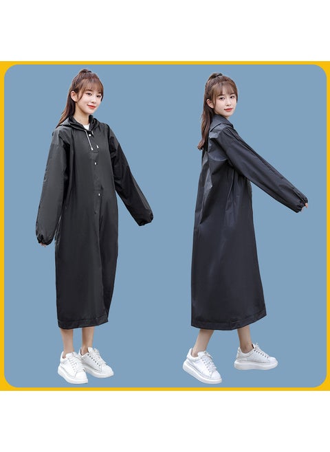 Full-Length Transparent Raincoat for Adults Matte Black