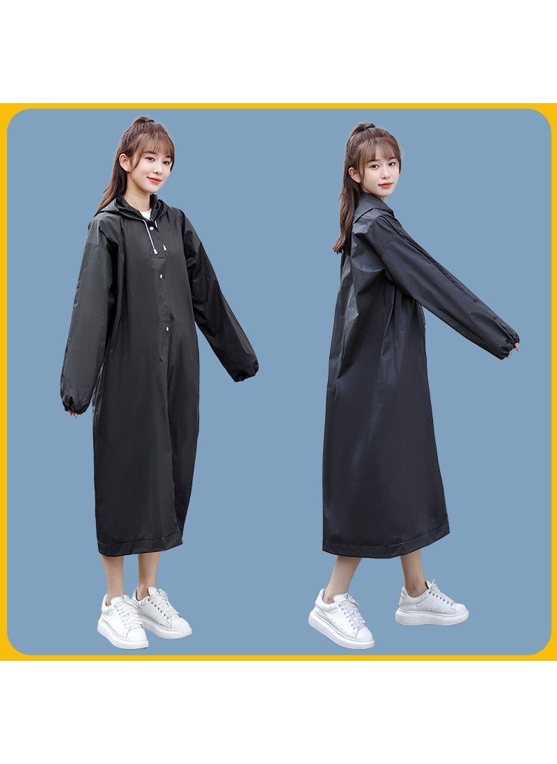 Full-Length Transparent Raincoat for Adults Matte Black