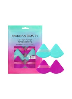 Freeman Freeman Mother Puffer Powder Puff 8 Count Set, Makeup Puffs For Pressed or Loose Powder, Velvet Material, Cloud Skin, Triangle Powder Puffs With Finger Band For Setting & Baking, Vegan & Cruelty-Free 