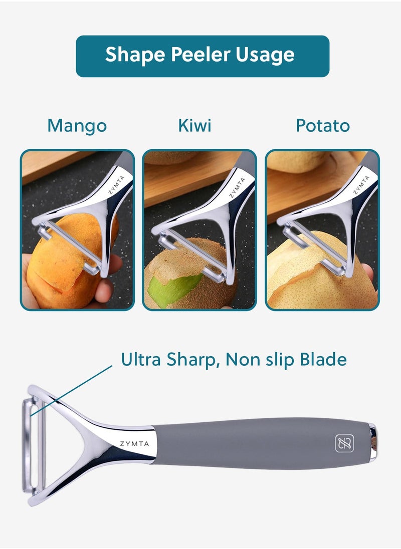 ZYMTA Vegetable Peeler Stainless Steel Y -Shaped Apple Carrot Cucumber Potato Peeler Premium Peelers for Kitchen, Veggie Fruit Peeler, Ultra Sharp Rotary Blade, Heavy Duty Ergonomic Handle  - Image 5