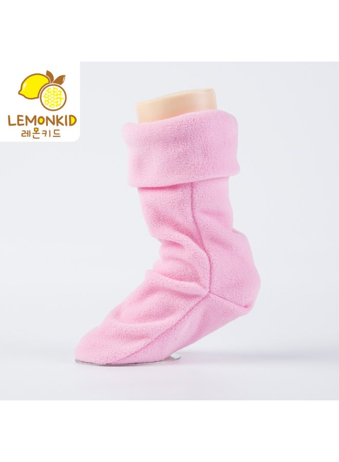Lemon Baby Fleece-lined Children's Rain Boots With Solid Color Breathable Inner Lining For Kindergarten Children's Red Scarf