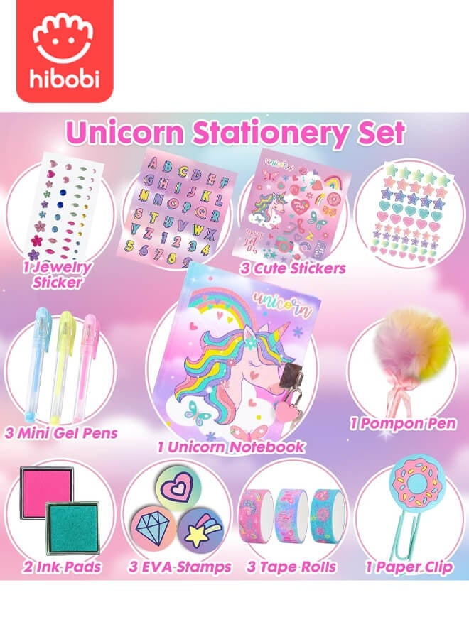 hibobi 18-Piece Drawing & Decoration Set, Unicorn DIY Stationery Gift Box, Perfect Gift Choice for Girls Aged 3+ - Image 3