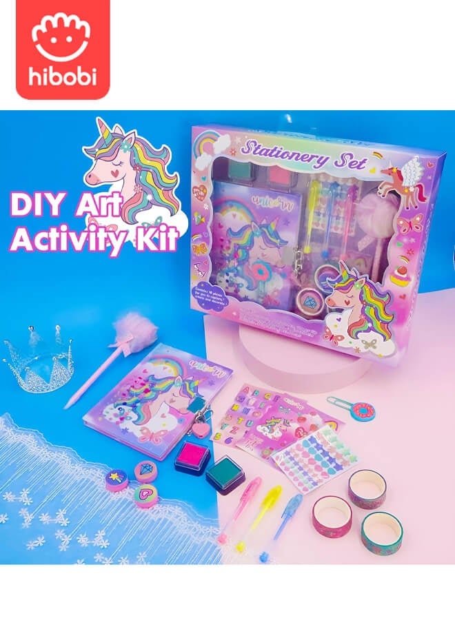 hibobi 18-Piece Drawing & Decoration Set, Unicorn DIY Stationery Gift Box, Perfect Gift Choice for Girls Aged 3+ - Image 4