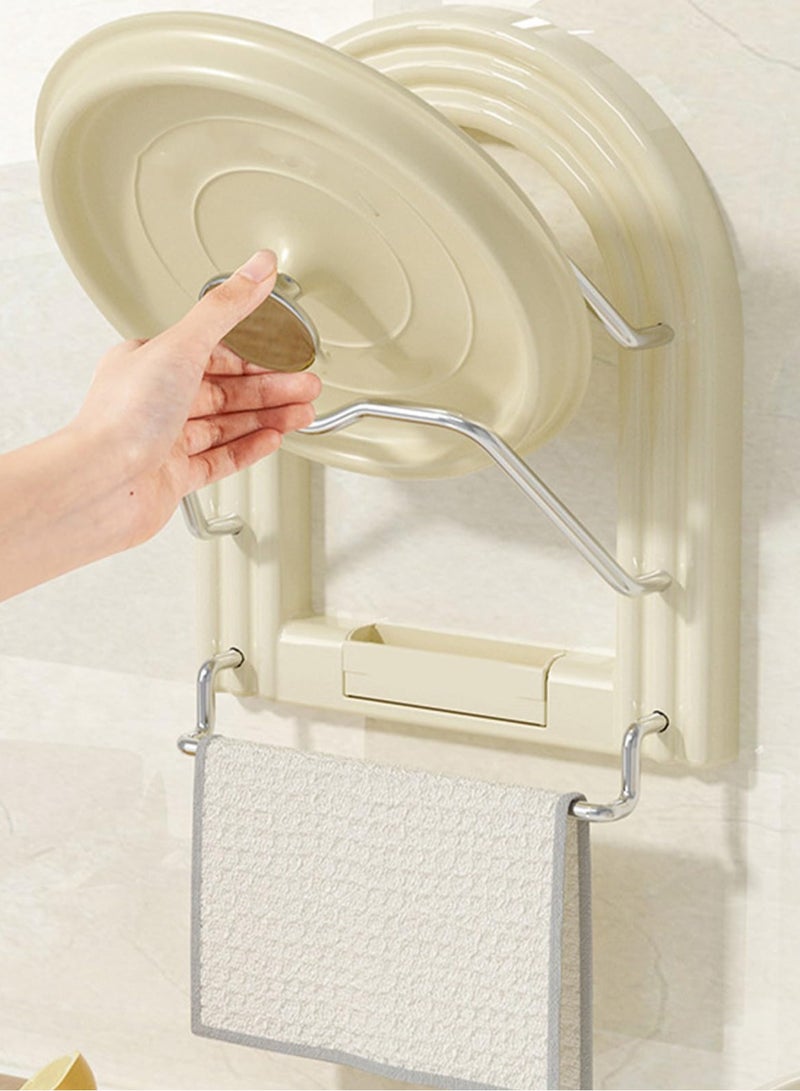 KASTWAVE Pot Lid Holder Wall Mount Pot Lid Organizer Rack Pot Lid Storage Organizer, Takes Most Sizes of Lids from Pans, Casseroles etc (Towel Rack Type) - Image 3