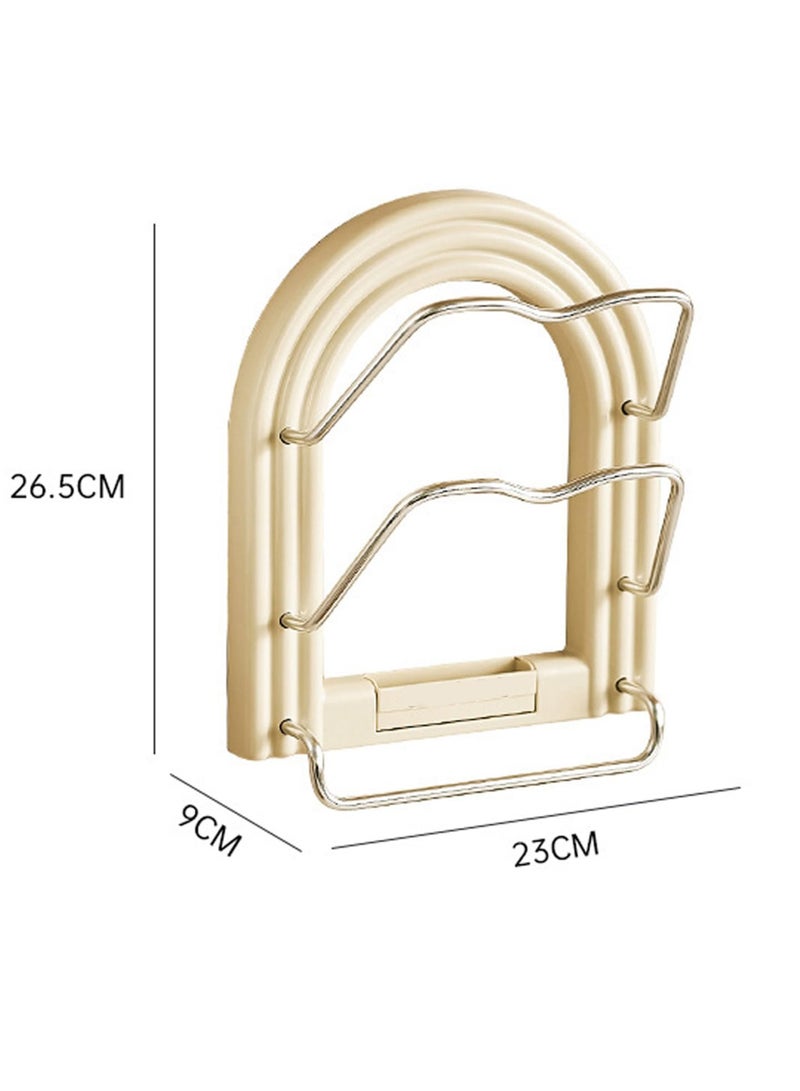 KASTWAVE Pot Lid Holder Wall Mount Pot Lid Organizer Rack Pot Lid Storage Organizer, Takes Most Sizes of Lids from Pans, Casseroles etc (Towel Rack Type) - Image 2