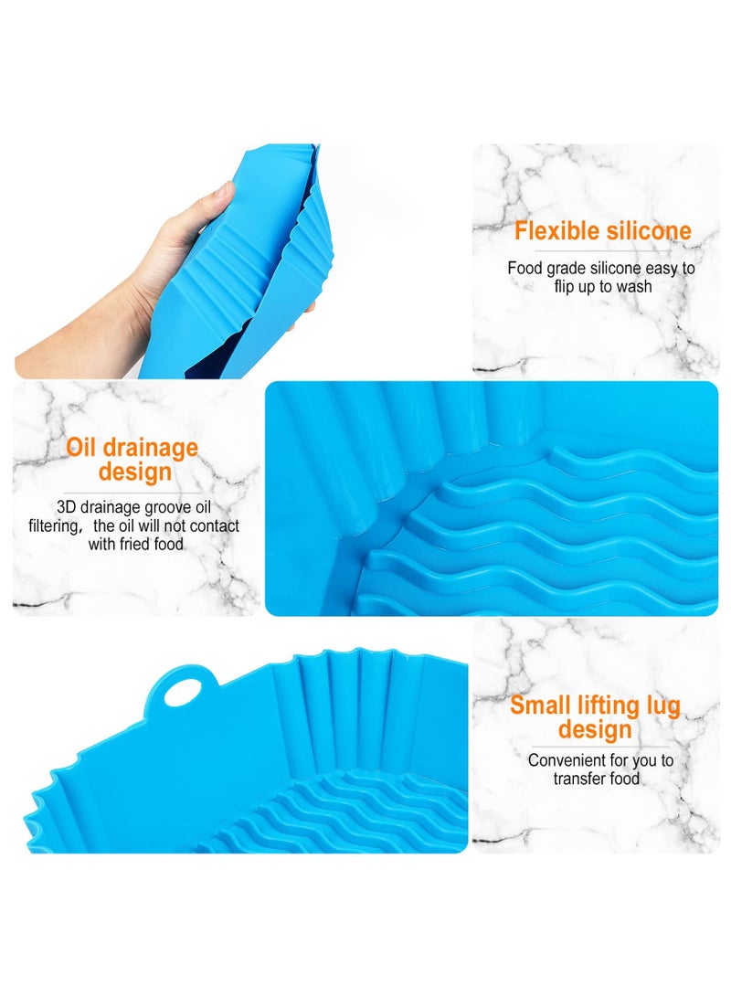 هاهاهاي 4 قطع بطانات مربعة من السيليكون للقلاية الهوائية، بطانات قابلة لإعادة الاستخدام، إكسسوارات فرن القلاية الهوائية الآمنة للطعام، أواني خبز ممتازة غير لاصقة للقلاية الهوائية/الفرن/الميكروويف، بديل لورق الزبدة - Image 3