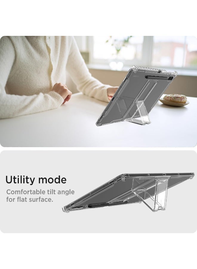 جراب شفاف لجهاز سامسونج جالاكسي تاب إس 8 بلس 2022 / إس 7 إف إي 2021 / إس 7 بلس 2020 مقاس 12.4 بوصة، مقاوم للصدمات، نحيف وخفيف الوزن، مقاوم للاصفرار، مزود بغطاء مسند وحامل قلم - شفاف - Image 2