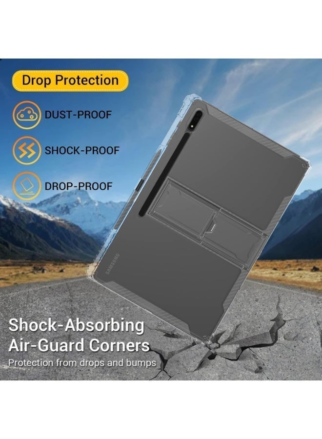 جراب شفاف لجهاز سامسونج جالاكسي تاب إس 8 بلس 2022 / إس 7 إف إي 2021 / إس 7 بلس 2020 مقاس 12.4 بوصة، مقاوم للصدمات، نحيف وخفيف الوزن، مقاوم للاصفرار، مزود بغطاء مسند وحامل قلم - شفاف - Image 3