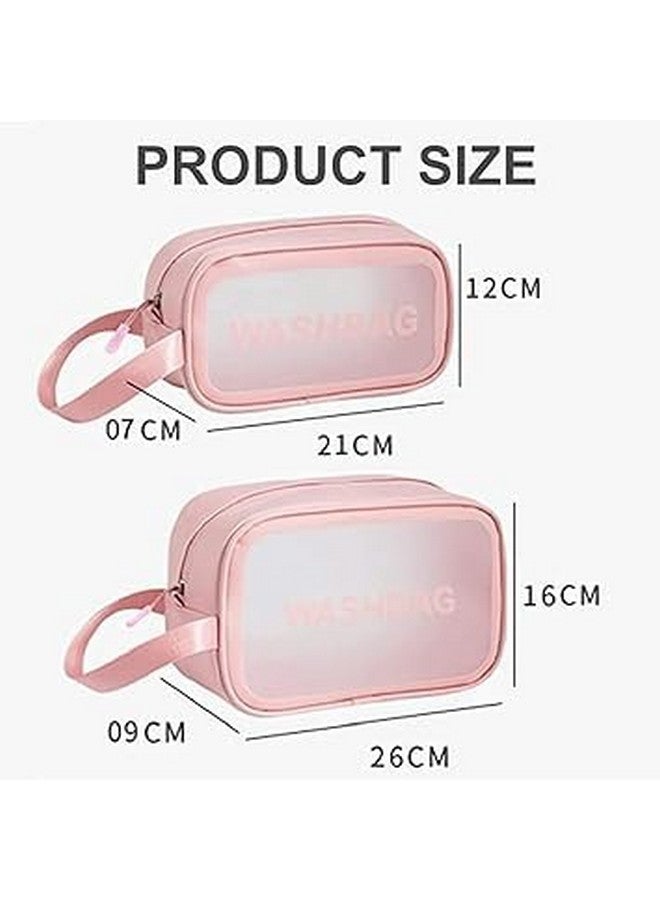 Keetly Premium Makeup Pouches Set for Women | Waterproof & Spacious Cosmetic Bags for Girls | Toiletry Storage Wash Bag | Travel Organizer for Bath Accessories & Grooming Kit (Pink) - Image 2