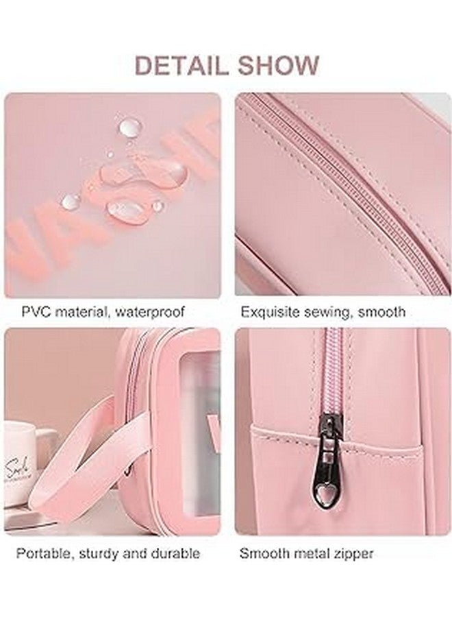Keetly Premium Makeup Pouches Set for Women | Waterproof & Spacious Cosmetic Bags for Girls | Toiletry Storage Wash Bag | Travel Organizer for Bath Accessories & Grooming Kit (Pink) - Image 3