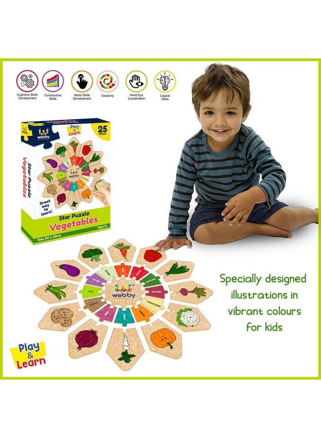Webby Vegetables - Star Jigsaw Puzzle, Montessori Early Educational Pre School Puzzle Toy for 2+ Years Kid (25 Pcs) - Image 5