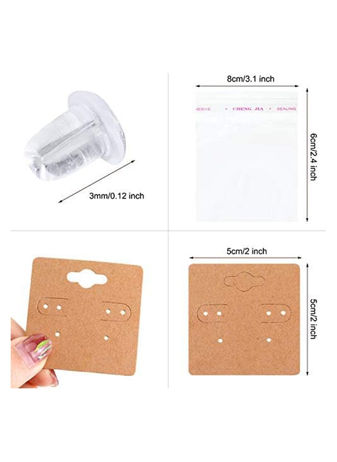 Generic 100 Pieces Earring Jewelry Display Cards, 200 Pieces Earring Backs and 100 Pieces Self-Sealing Bags Cellophane Bags  - Image 3