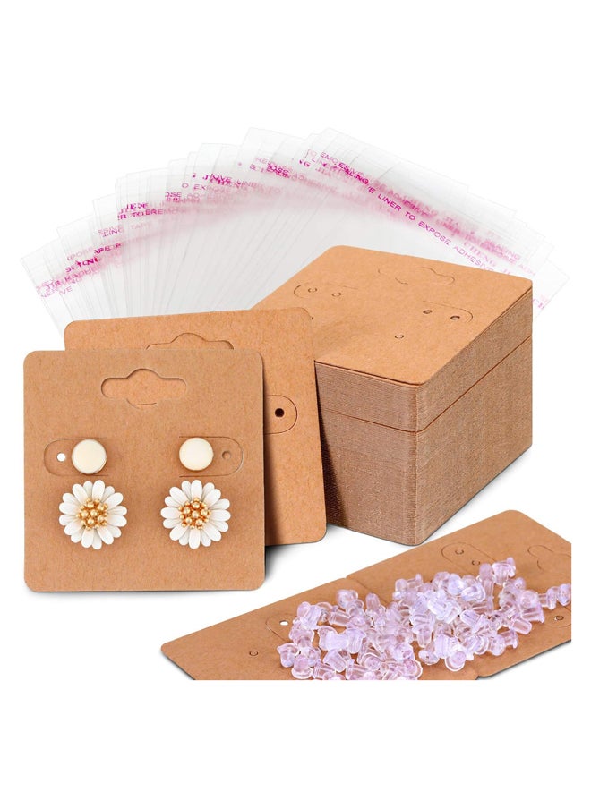 Generic 100 Pieces Earring Jewelry Display Cards, 200 Pieces Earring Backs and 100 Pieces Self-Sealing Bags Cellophane Bags  - Image 4