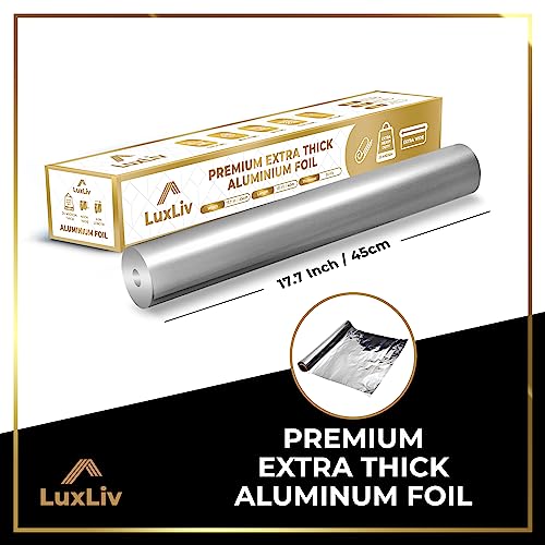 LuxLiv Extra Wide Aluminum Foil Roll Heavy Duty – 18in x 131ft Length 20 Micron thick,193 sq ft – Commercial Grade & Extra Thick, for grilling home cooking Food Service Industry LuxLiv® - Image 2