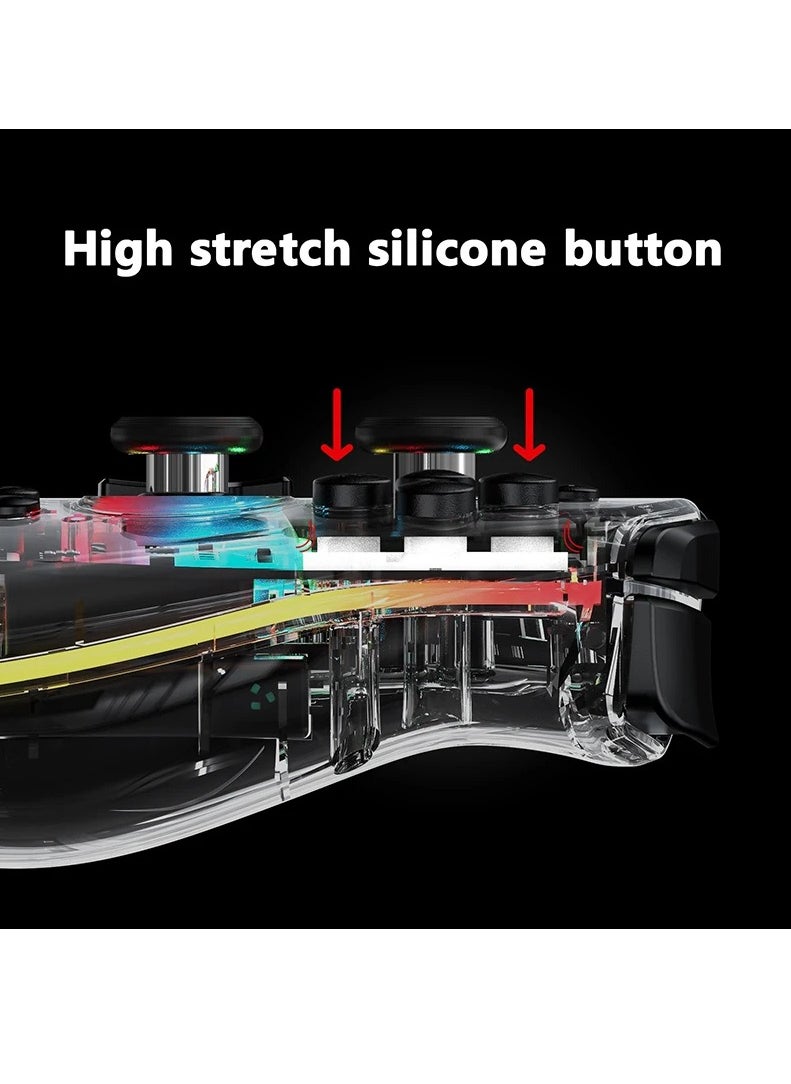 LinYuvo KS40 Transparent Style Wireless Joy-pad with 8 Color LED for Switch/NS OLED,Turbo Function Controller Joystick for Lite(Transparent Black)  - Image 4