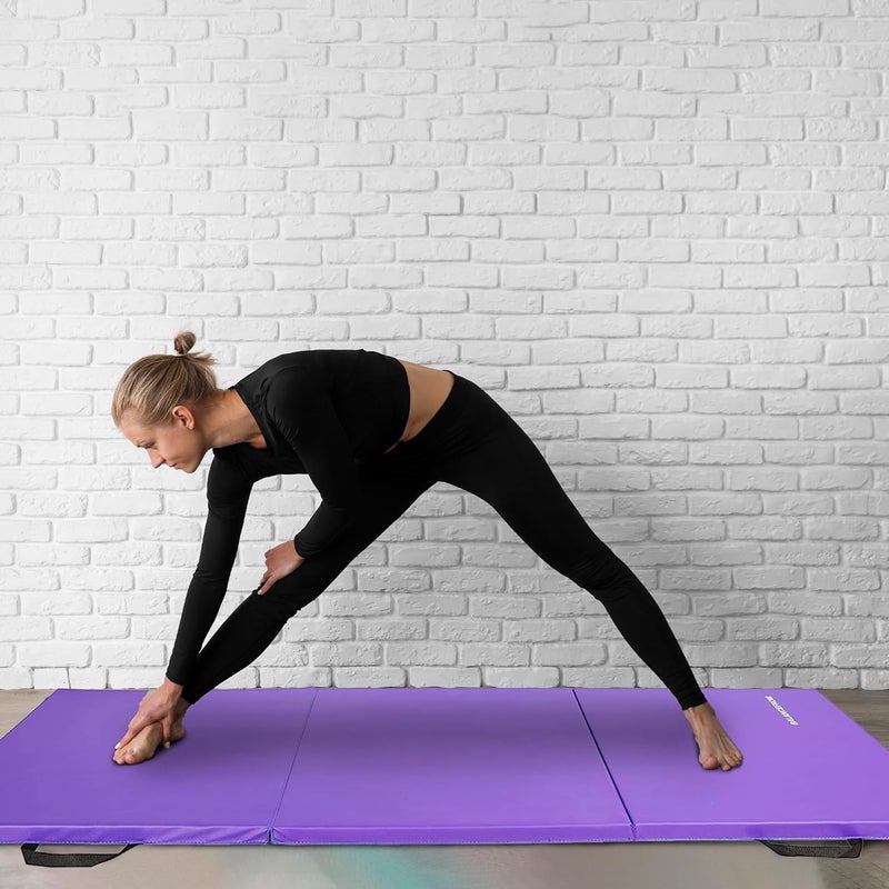 BalanceFrom حصيرة جمباز قابلة للطي 3 لوحات 6x2 قدم - وسادة بسماكة 2 بوصة مع سطح من الفينيل ومقابض حمل للتقلب، اليوغا، البيلاتس، تمارين المنزل، والفنون القتالية - Image 5