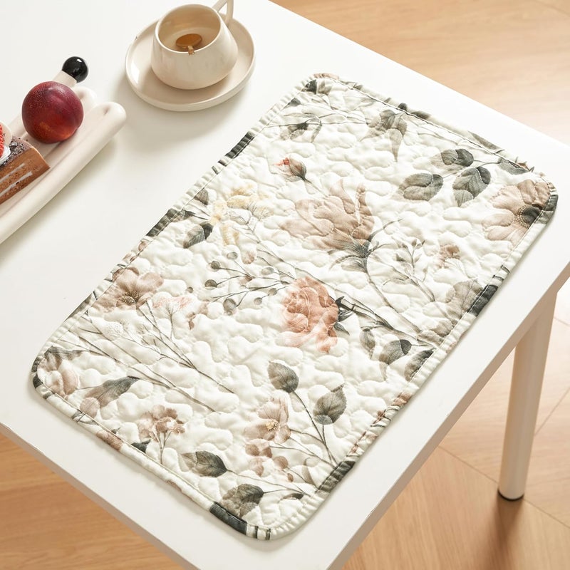 DaDa Bedding DaDalogy Enchanted Meadow Placemats  Set of 4 Floral Elegance in Beige Rose and Soft Green Premium Soft Microfiber Victoria Garden Perfect for Any Meal 13x19 Inches - Image 3