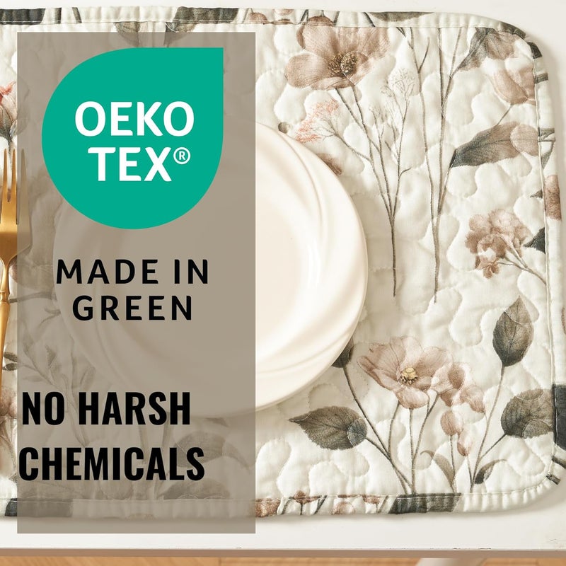 DaDa Bedding DaDalogy Enchanted Meadow Placemats  Set of 4 Floral Elegance in Beige Rose and Soft Green Premium Soft Microfiber Victoria Garden Perfect for Any Meal 13x19 Inches - Image 2