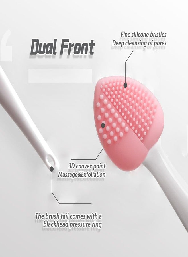 SHENIAFC 4pcs Silicone Lip Scrub Brush, Double-Sided Lip Exfoliator for Women & Men, Lip Cleaning Tool for Dead Skin Removal, Mini Portable Lip Scrubber for Smoother Lips, Pink, Green, Red & White - Image 3