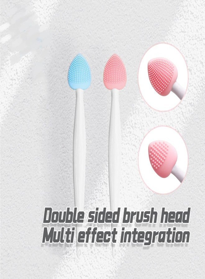SHENIAFC 4pcs Silicone Lip Scrub Brush, Double-Sided Lip Exfoliator for Women & Men, Lip Cleaning Tool for Dead Skin Removal, Mini Portable Lip Scrubber for Smoother Lips, Pink, Green, Red & White - Image 4