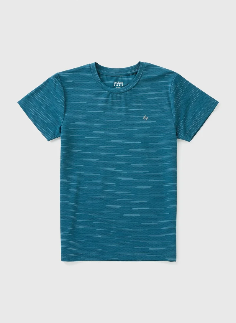Matalan Boys Blue Glitch Stripe Sports T-Shirt