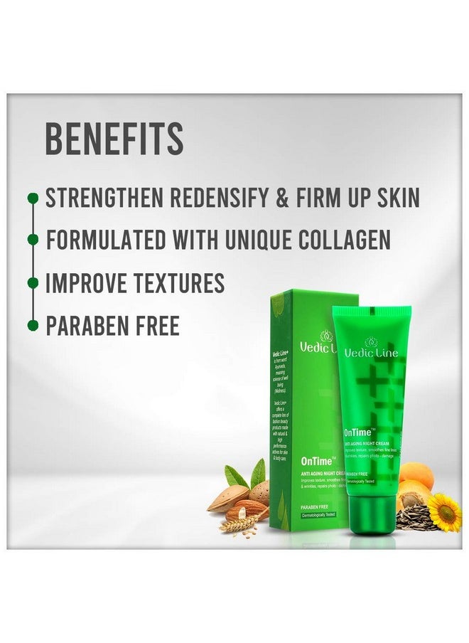 Vedic Line Vedicline Ontime Anti-Aging Night Cream, Helps To Reduce Dark Circles & Uneven Tone With Sunflower Oil For Firm And Beautiful Skin, 50Ml  - Image 5