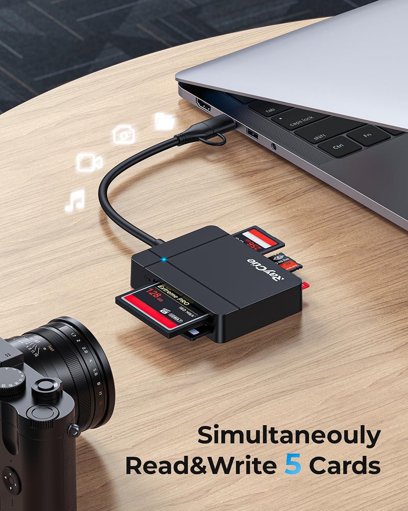 Raycue USB C USB3.0 Multi SD Card Reader, 7 in1 Memory Card Reader for SD/TF/CF/XD/MS, Drive Free for iPhone 15 pro/max, MacBook Pro/Air 2023, iPad Pro, iMac, S23, XPS 17, Surface Book 3 and More - Image 4