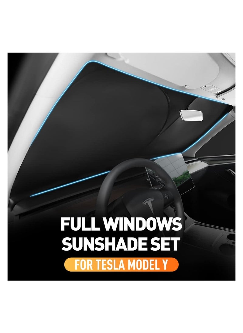 Generic - 8PCS Sunshade Set for Tesla Model Y, Full Range Whole Vehicle Windows Sun Shade Kit, Front u0026 Rear Windshield Triangular u0026 Side Windows Shade Foldable Insulation Cover for Model Y Accessories - Image 1