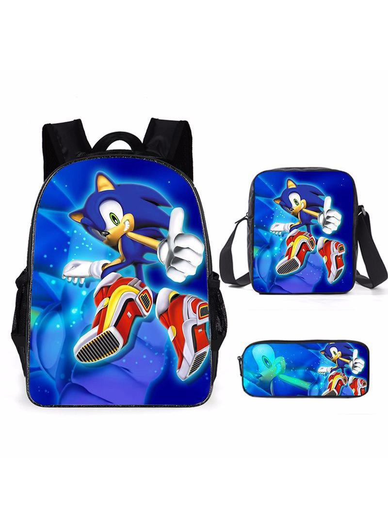 general 3-Piece Cartoon SONIC 3D Print Backpack Set - Image 1