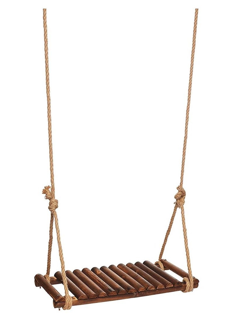 LINGWEI Swing Seat Wooden Hangig Swing Chair with Adjustatble Hamp Rope For Kids Wooden Tree Swing with Rope Tree Straps Garden Play For Kids Children Indoor Outdoor Garden Swing - Image 1