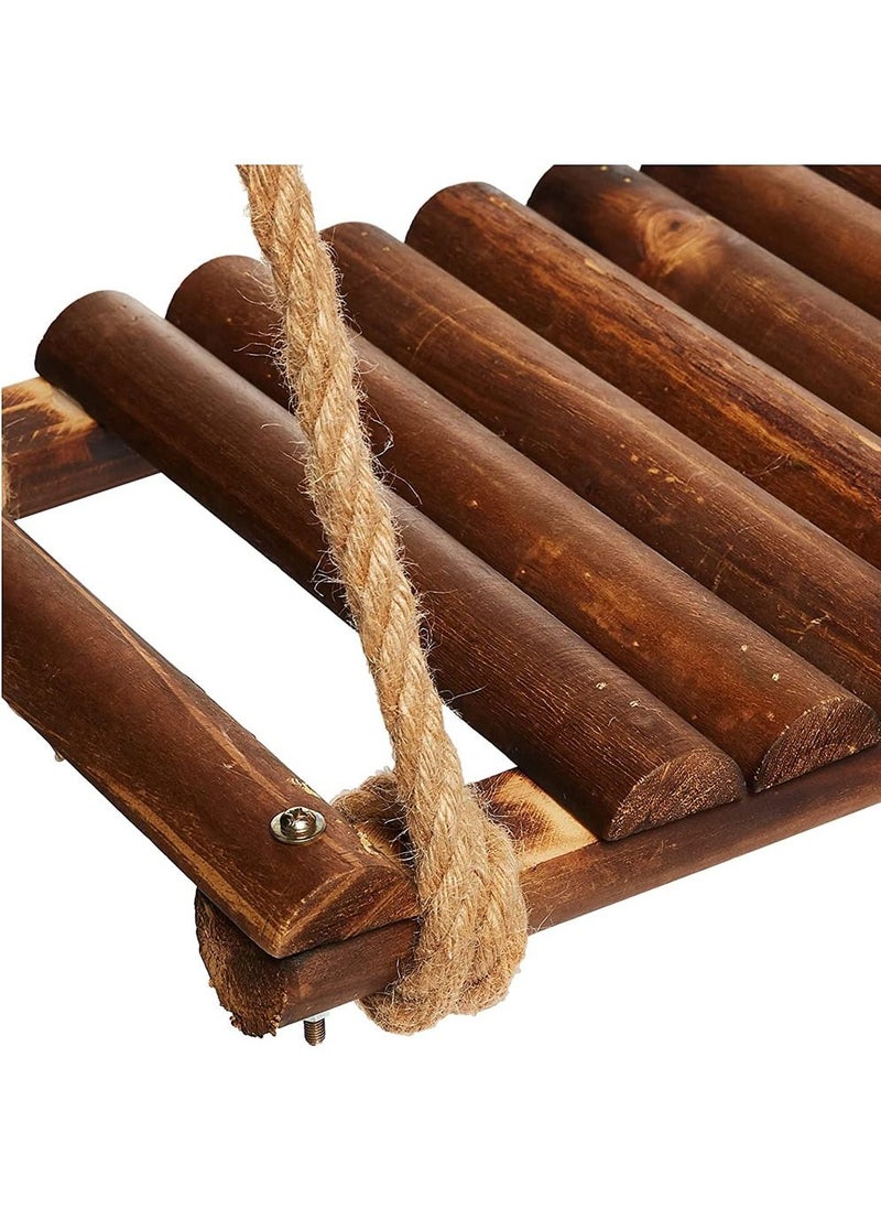 LINGWEI - Swing Seat Wooden Hangig Swing Chair with Adjustatble Hamp Rope For Kids Wooden Tree Swing with Rope Tree Straps Garden Play For Kids Children Indoor Outdoor Garden Swing - Image 1
