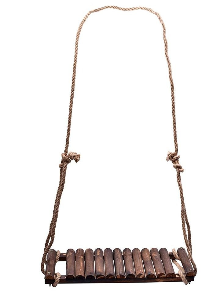 LINGWEI - Swing Seat Wooden Hangig Swing Chair with Adjustatble Hamp Rope For Kids Wooden Tree Swing with Rope Tree Straps Garden Play For Kids Children Indoor Outdoor Garden Swing - Image 1