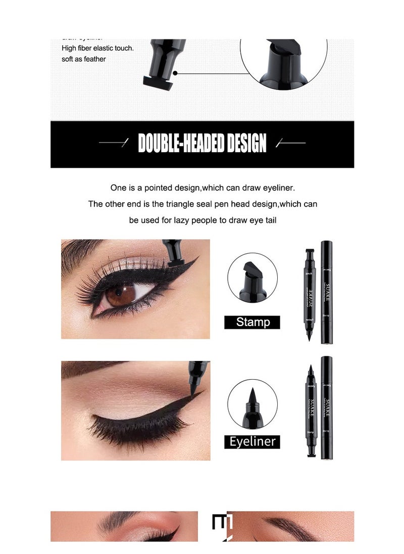 Dual-Ended Stamp Eyeliner Waterproof Non-Smudge Triangle Winged Eyeliner