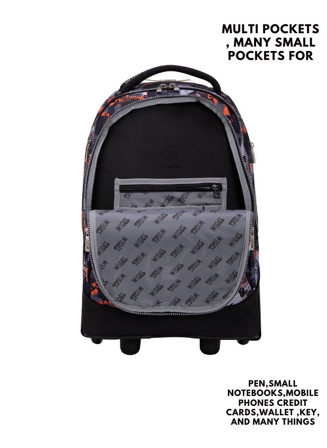 Wires 3 Piece Kids School Trolley Bag laptop compartment Big Wheels With Lunch bag & Pencil Case  - Image 3