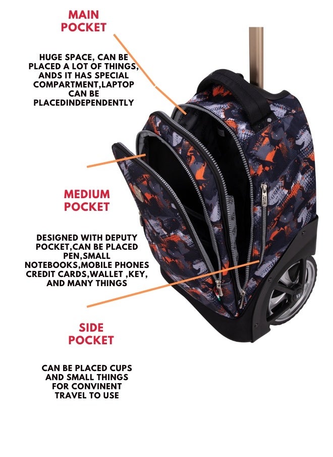 Wires 3 Piece Kids School Trolley Bag laptop compartment Big Wheels With Lunch bag & Pencil Case  - Image 4
