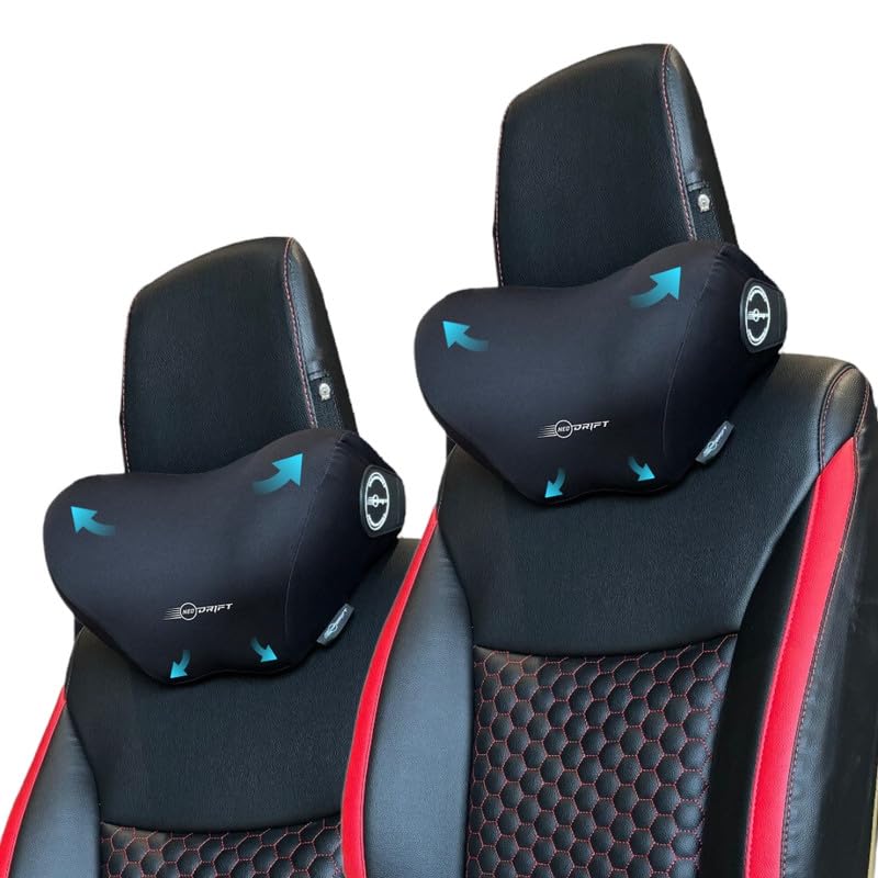 Neodrift ‘NeckFlow Pro’ (Set of 2) | (Color - Black) (Neck Rest Cushion Orthopedic Velvet Memory Foam Pillow for Neck, Head, Shoulder Support) Pain Relief for Car - Image 1
