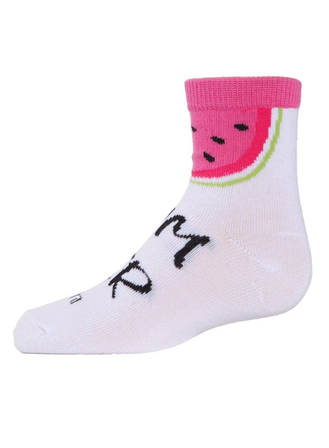 MeMoi جوارب قطنية ممزوجة بنقشة البطيخ من ميموي، عبوة من 3 جوارب متنوعة، مقاس 9-11 - Image 2