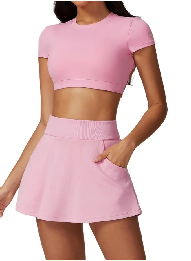 كون.يوغا Womens Crop Top Shirt Short Sleeves