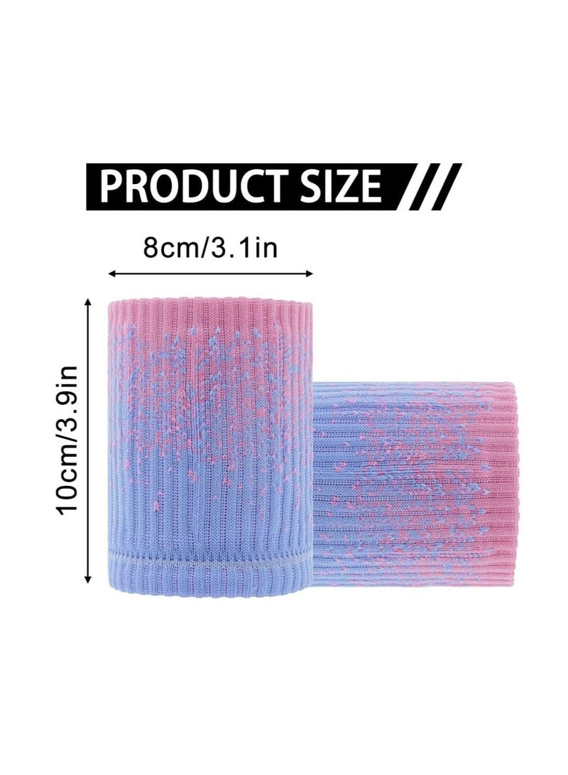 Excefore أساور رياضية 10 * 8 سم أساور معصم رياضية مرنة، أساور عرق من النايلون للصالة الرياضية وكرة السلة والتنس والجري والتمارين الرياضية تمتص الرطوبة، زوجان - Image 2